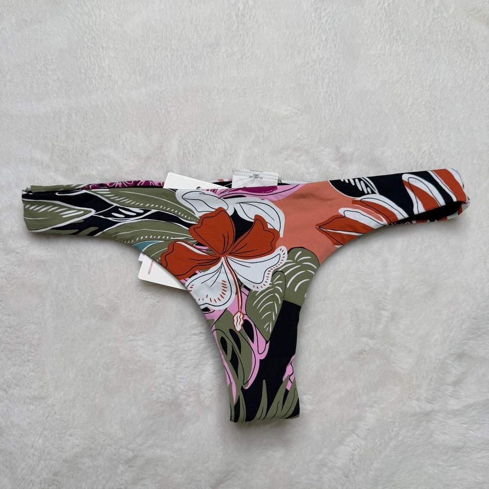 Volcom x Roxy Mixed Print Bikini Set Top M Bottom XS Reversible - Picture 6 of 10